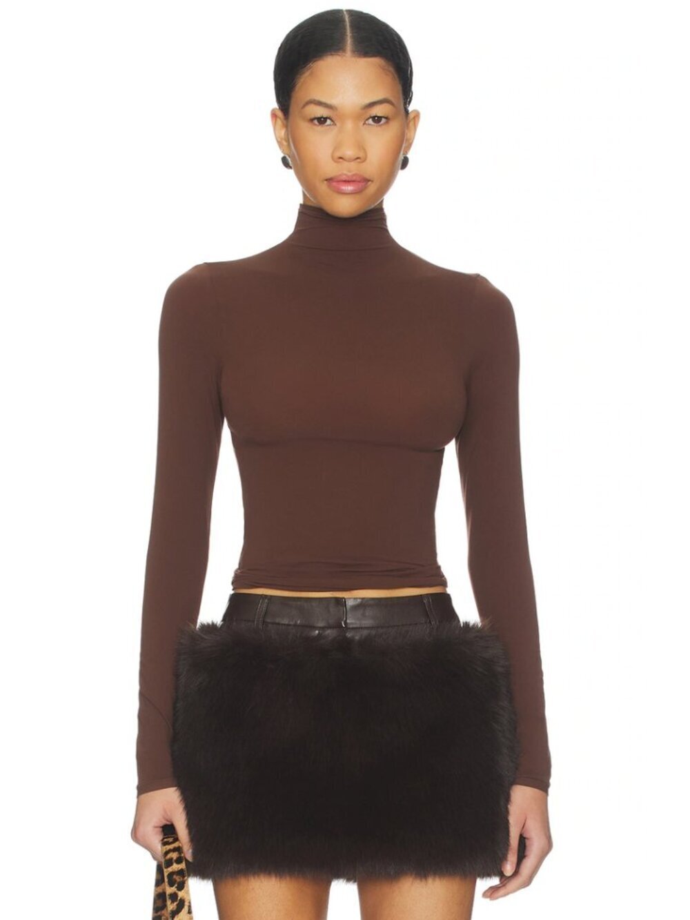 SKIMS Fits Everybody Funnel Neck Top in Cocoa Size Medium
